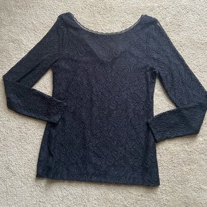 White House Black Market Long-Sleeve Allover Lace Reversible Top Size Medium